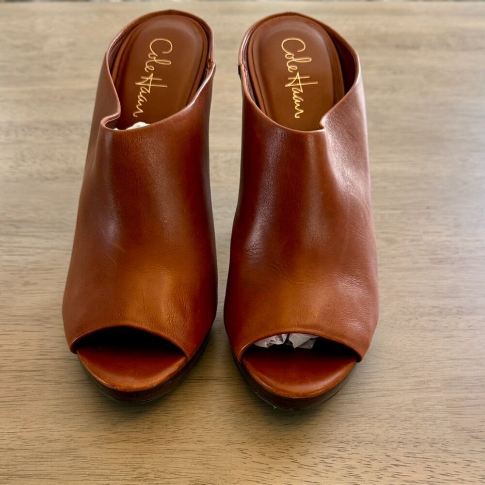 Cole Haan Leather Open Toe Bootie Mule 10B Nike Air Sole
